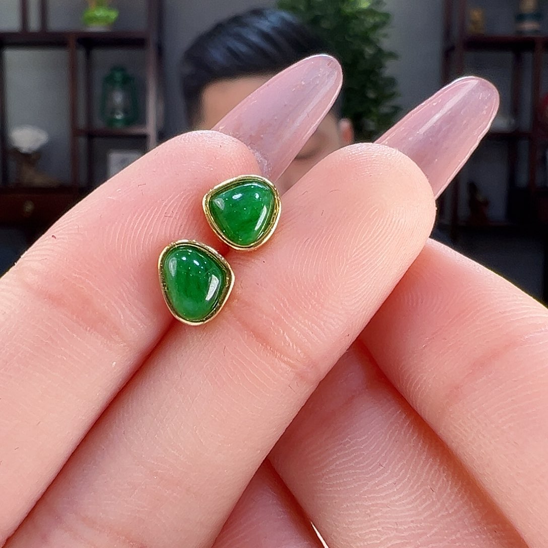 翡翠耳饰银S925镶嵌耳环5