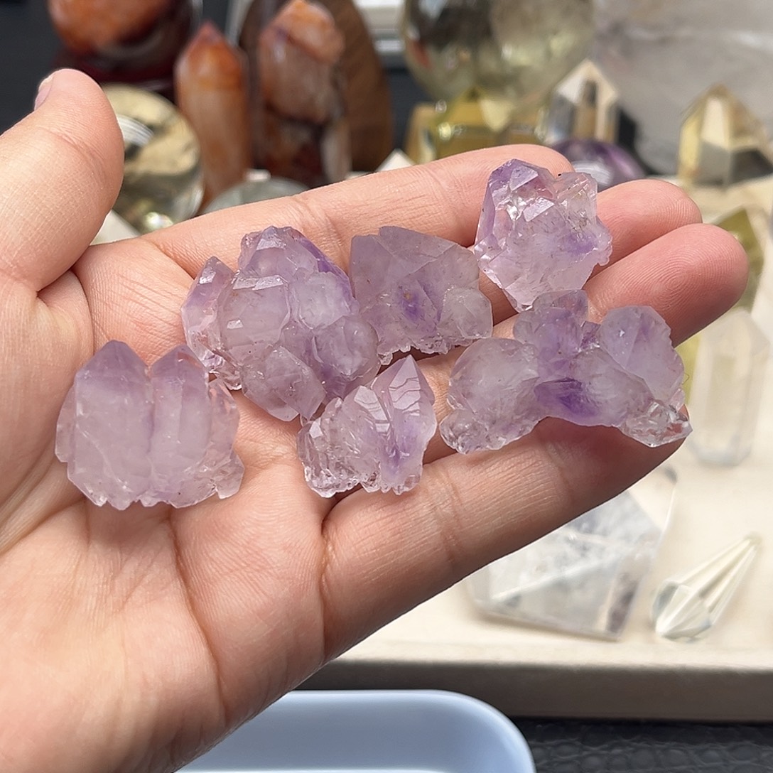 水晶珠宝半成品未镶嵌7 紫水晶簇带超七