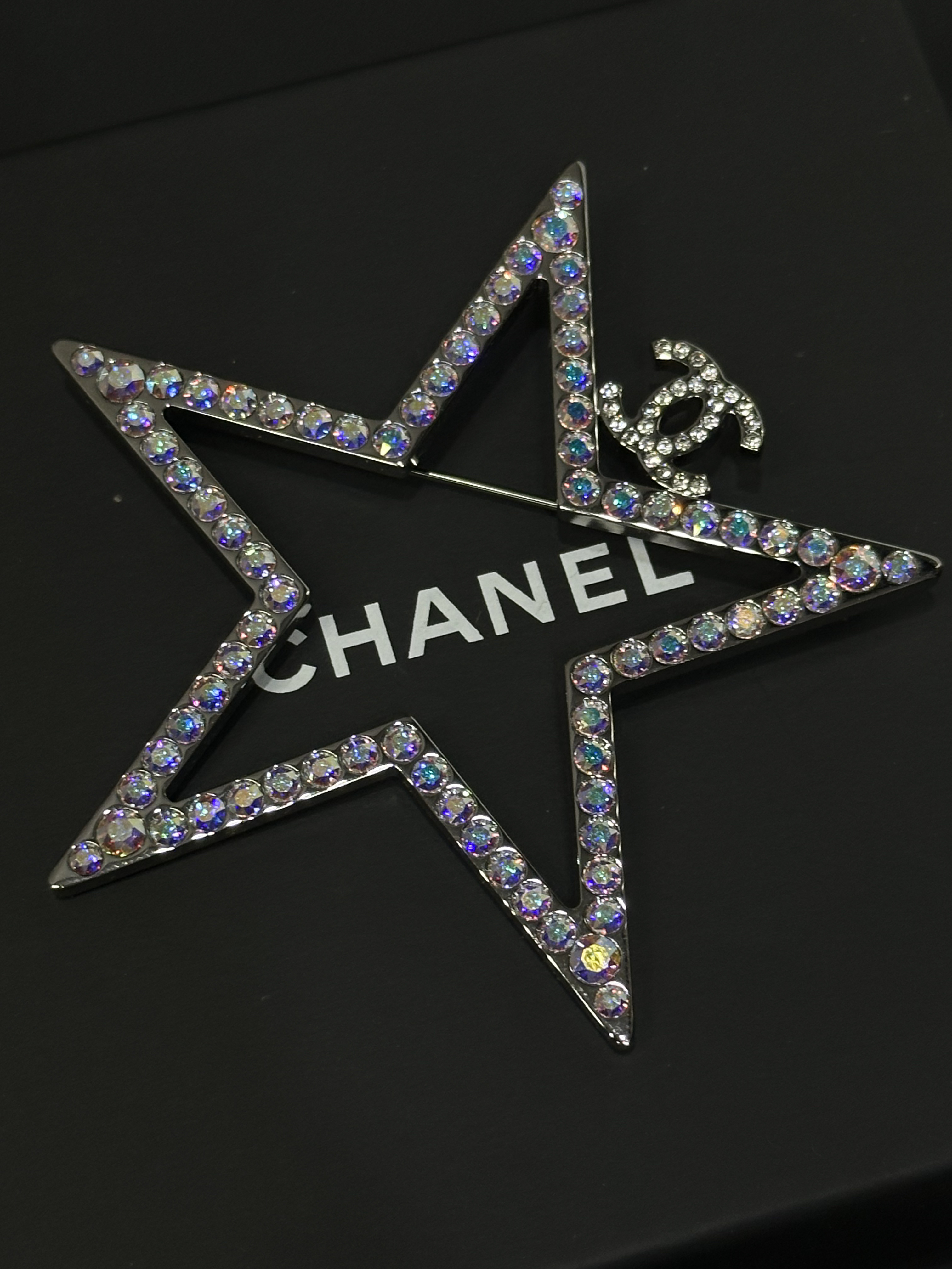 95新 Chanel/香奈儿 17K星星水钻胸针/0134121217