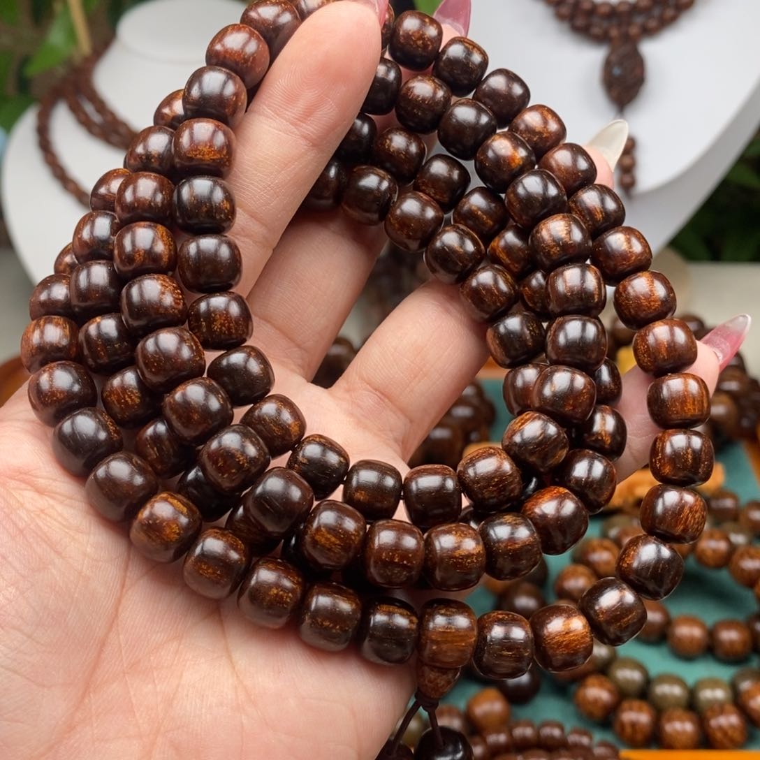 贡木手串/手链贡木9×10黑冰洒金