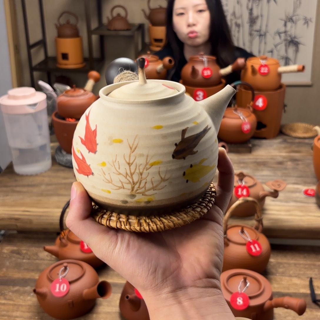 煮水煮茶甘甜 潮州砂铫壶 搭藤垫