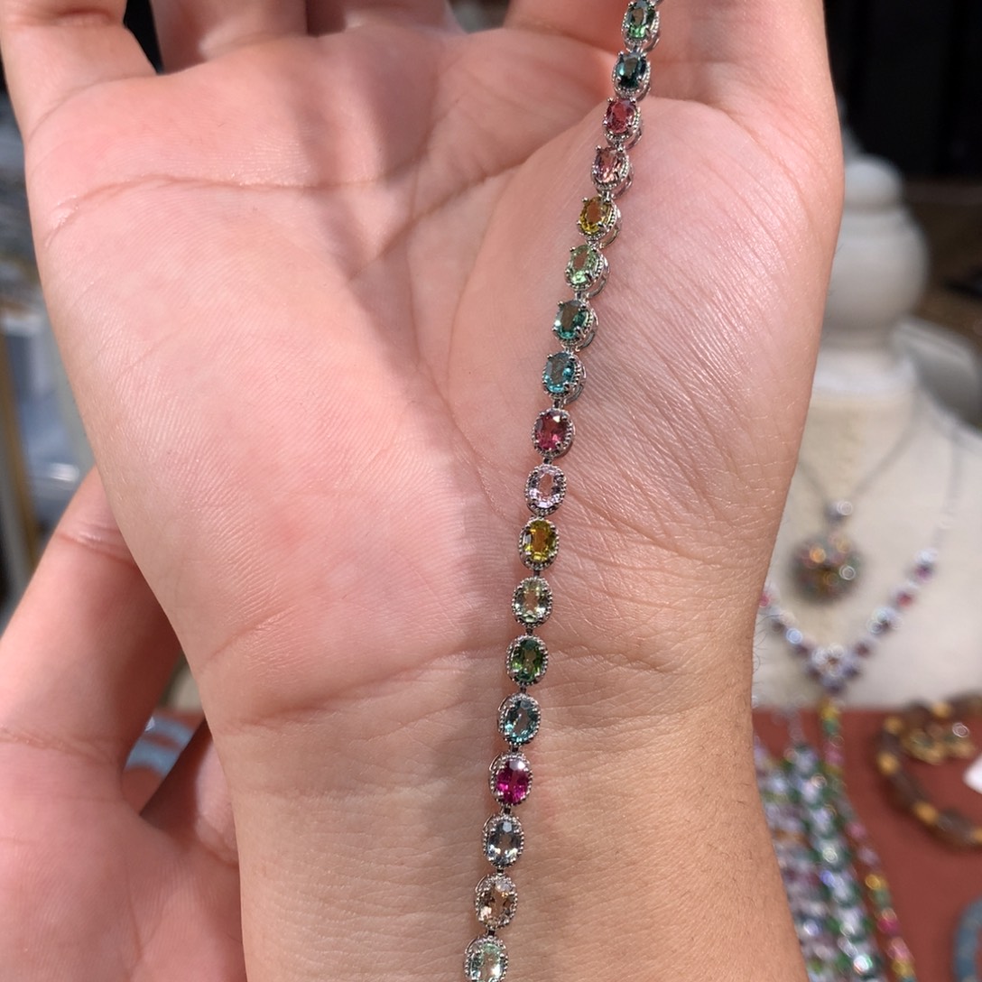 碧玺银S925镶嵌手链