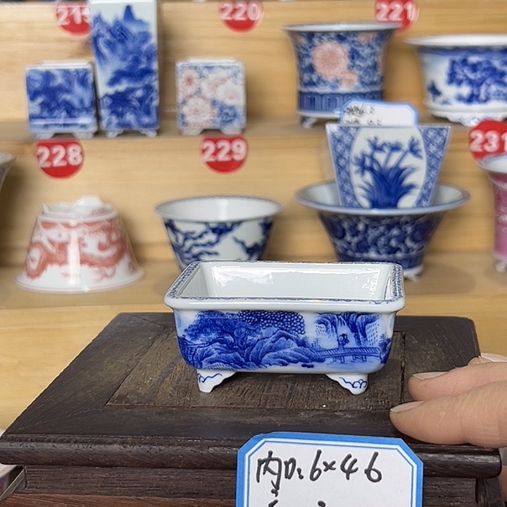 墨奈手绘陶瓷花盆内口6高4.6