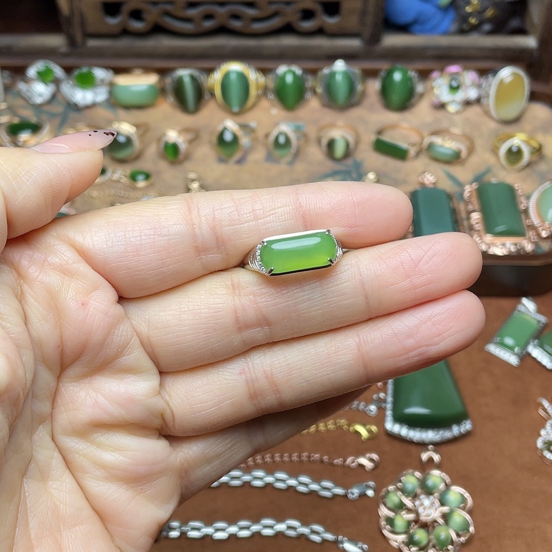 和田玉（碧玉）银S925镶嵌吊坠(赠链)