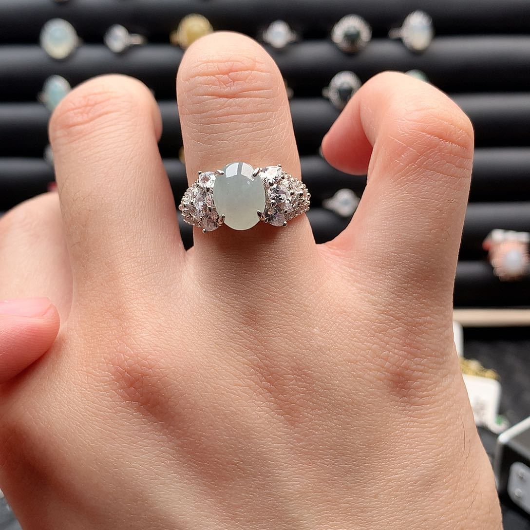 翡翠戒指银S925镶嵌0056