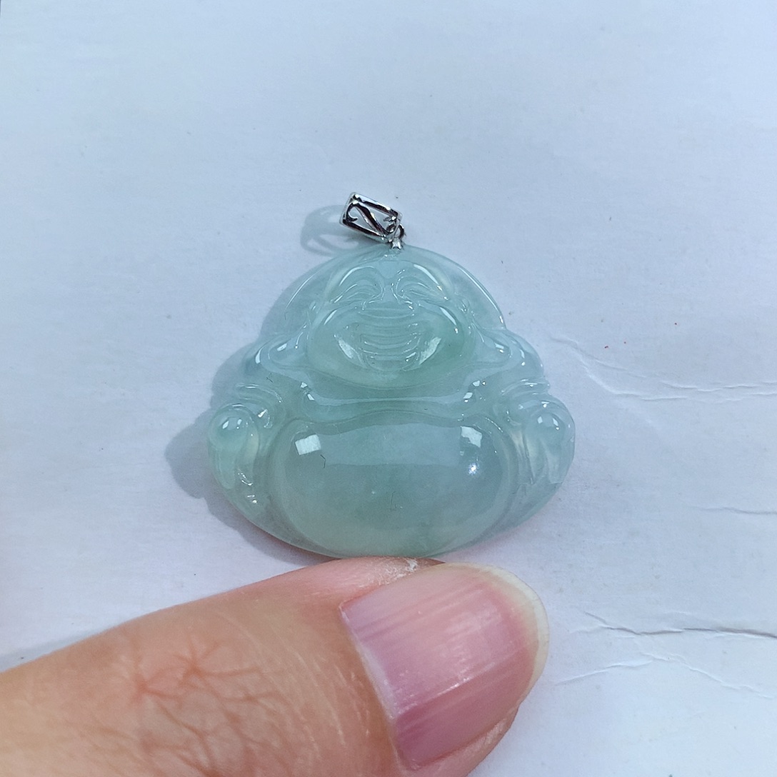 翡翠18K金镶嵌颈饰佛公