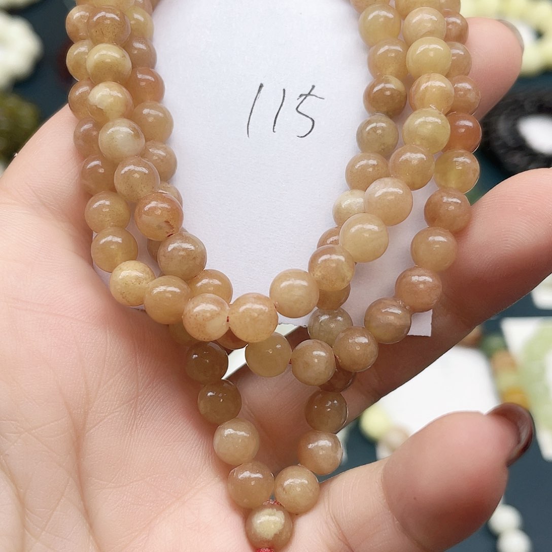 未镶嵌蛇纹石玉手串草*河