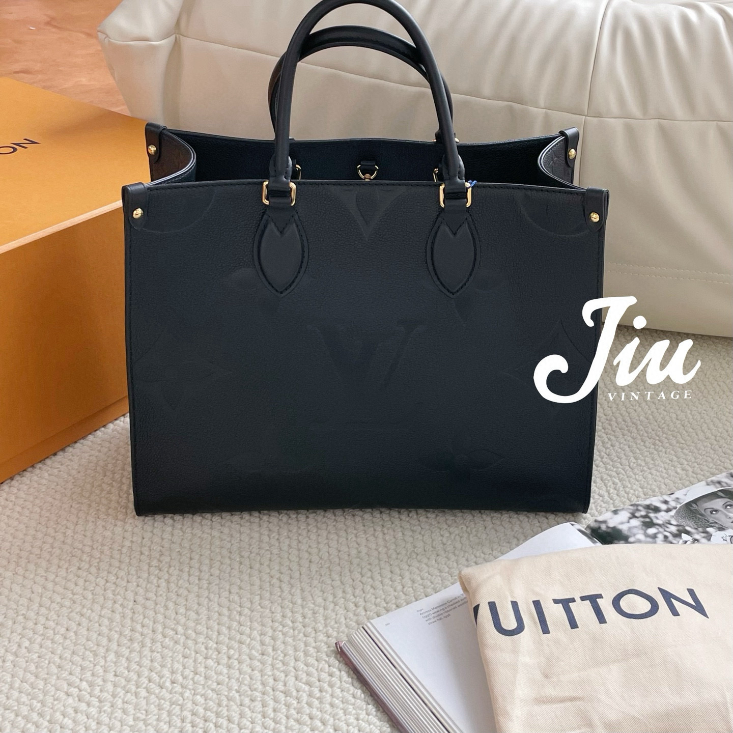 99新 LouisVuitton/路易威登 中号黑色托特包芯片闲置JM11-0628