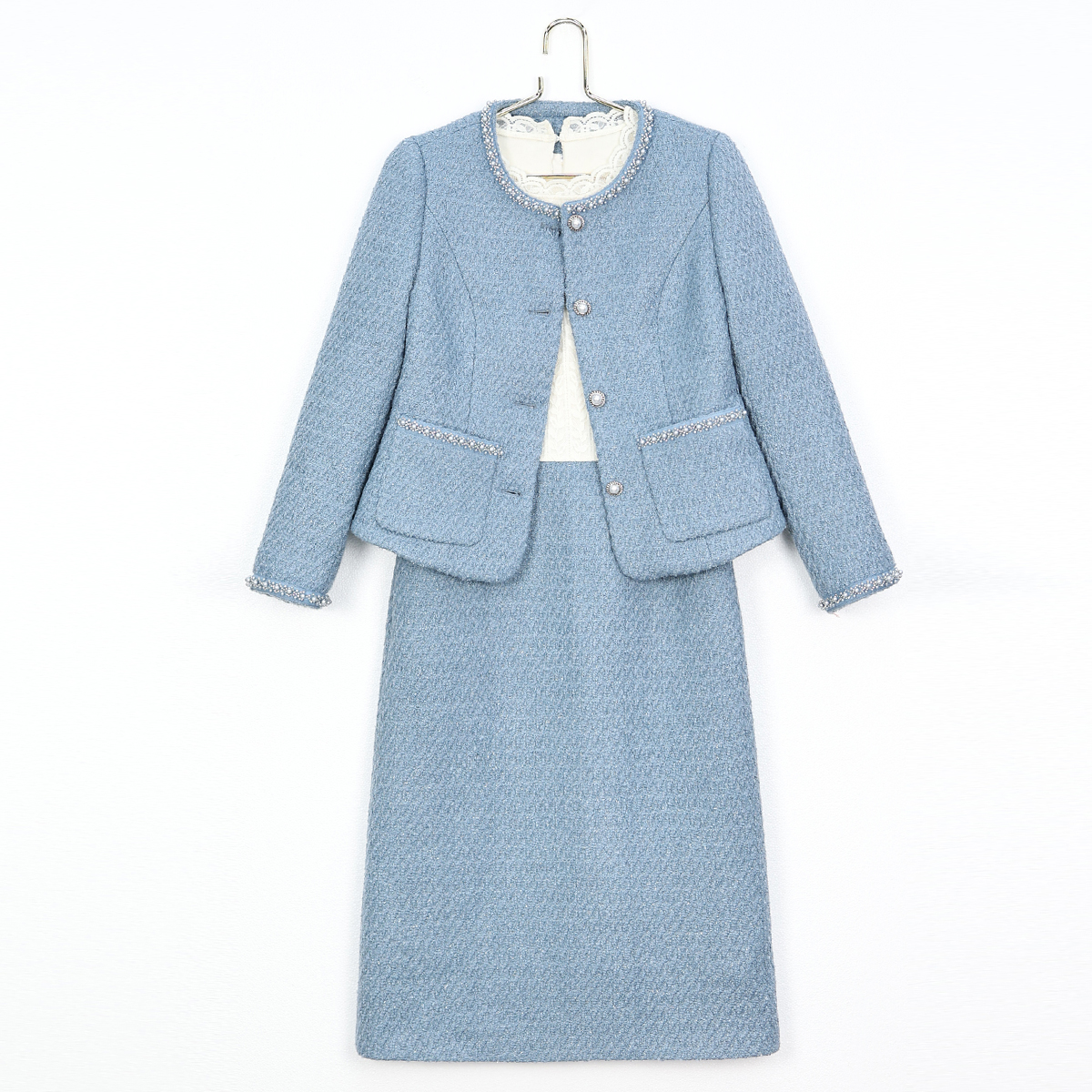 2024冬季新款时尚气质套装 白鸭绒外套+连衣裙两件套