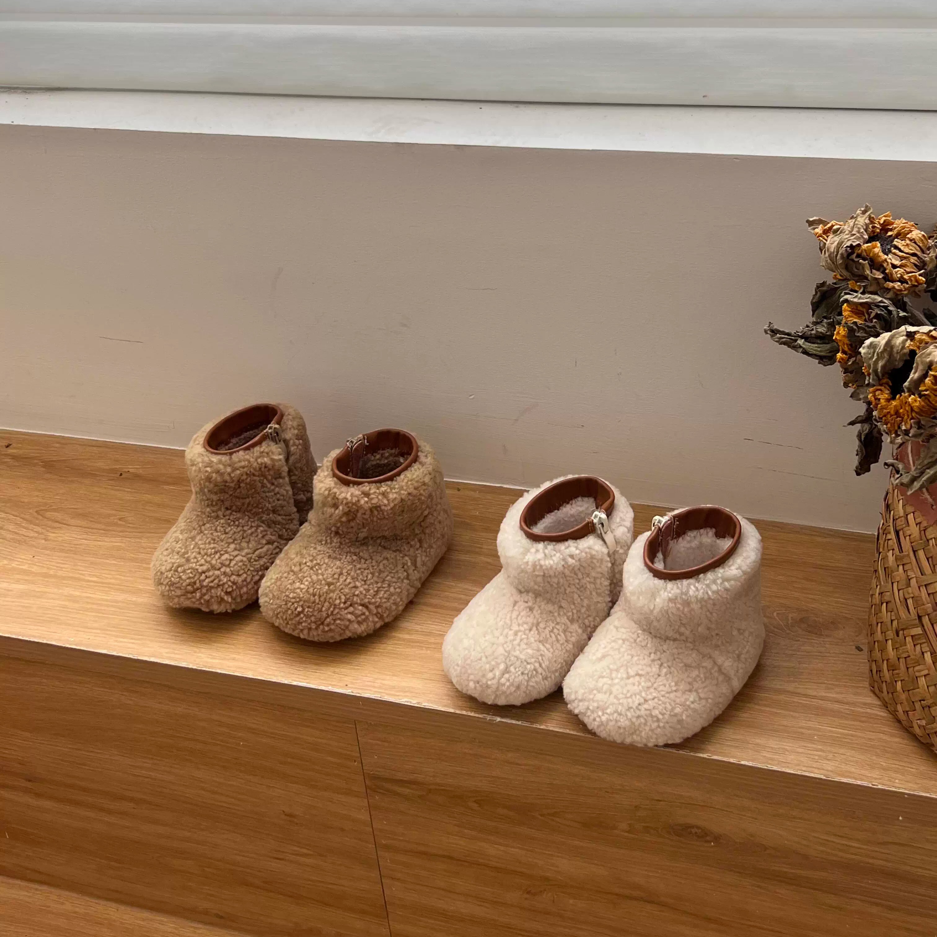 新款毛毛靴女宝雪地靴软底加厚学步鞋冬季男童加绒毛毛鞋婴儿棉鞋