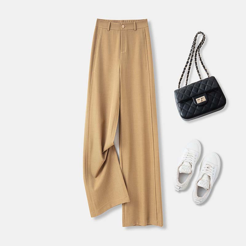 【天丝+羊毛】秋季新款高腰直筒裤高腰深档显瘦百搭时尚女裤-5901