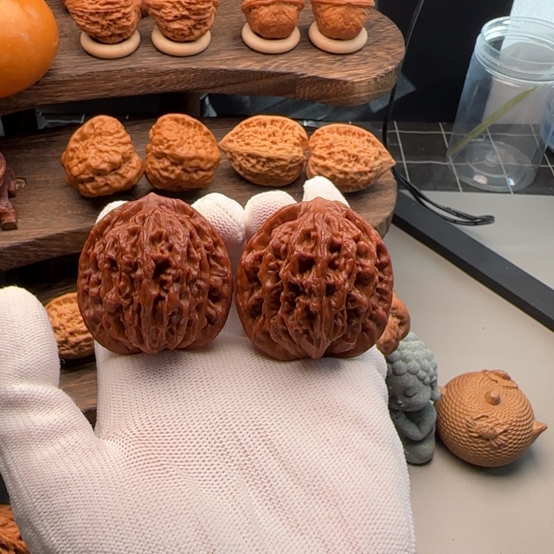 吊坠文玩核桃41尺寸全品红虎头