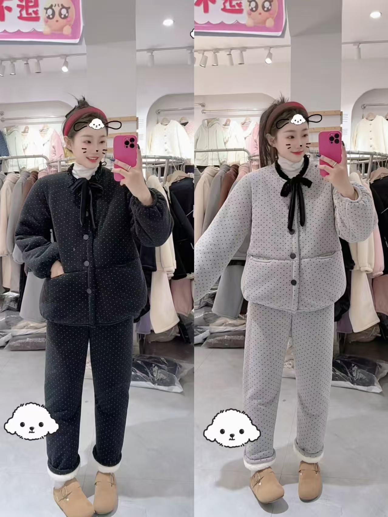 三层加厚面包款套装外穿家居服