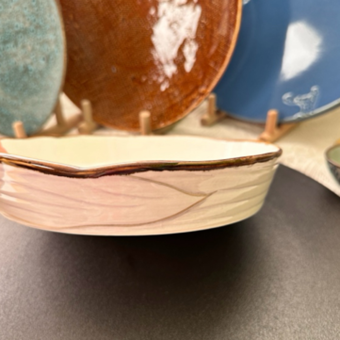 孤品 复古风陶瓷深汤盘1只