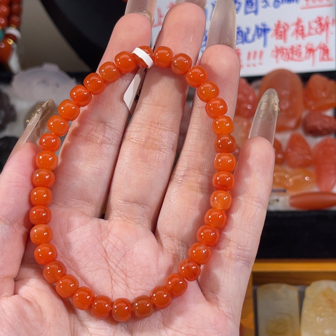 南红玛瑙未镶嵌滴水洞单圈6.4mm