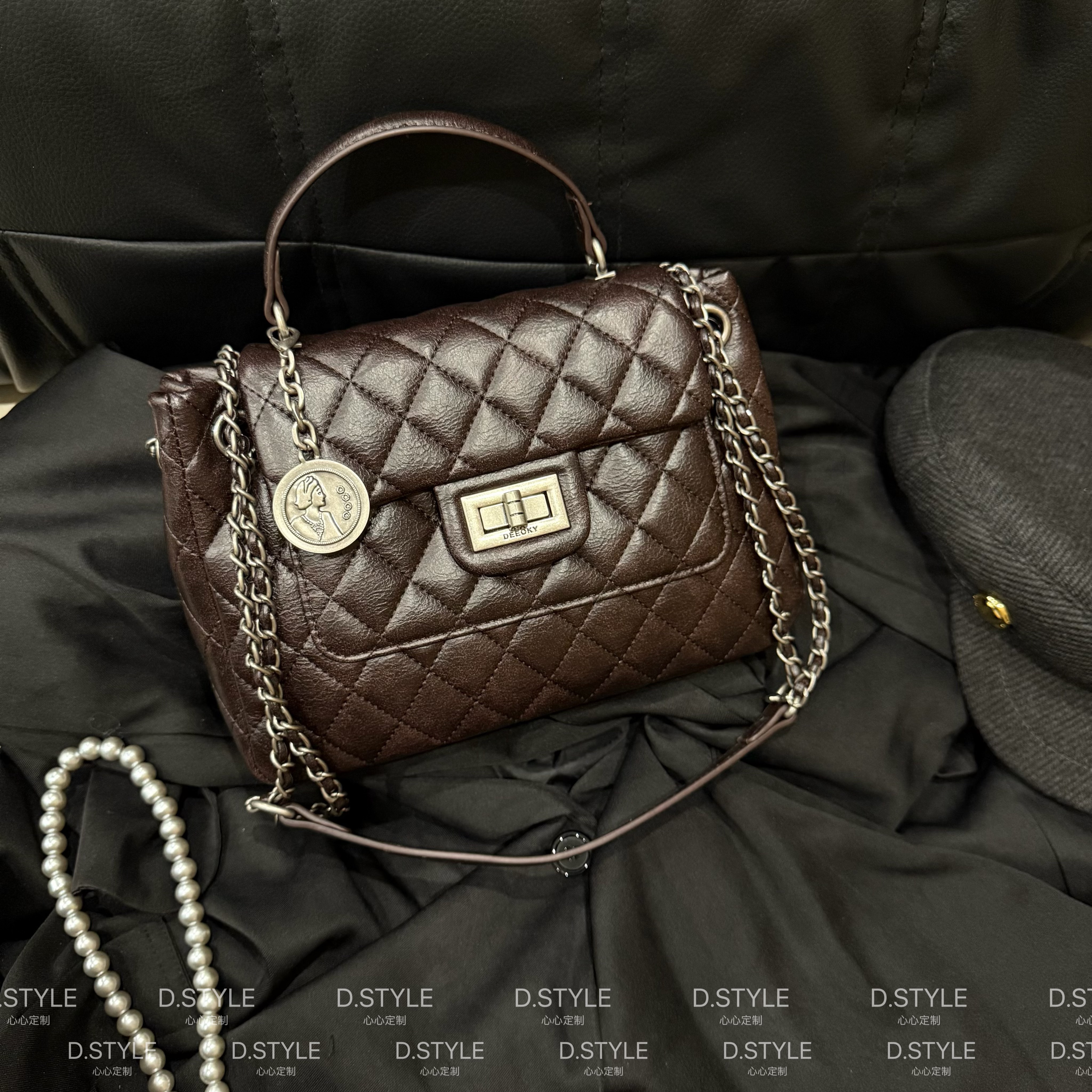 【心心xinxin】经典菱格斜挎通勤百搭牛皮女包