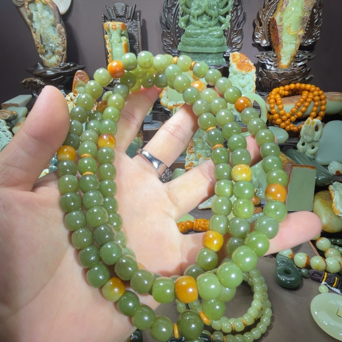 透闪石质玉108未镶嵌