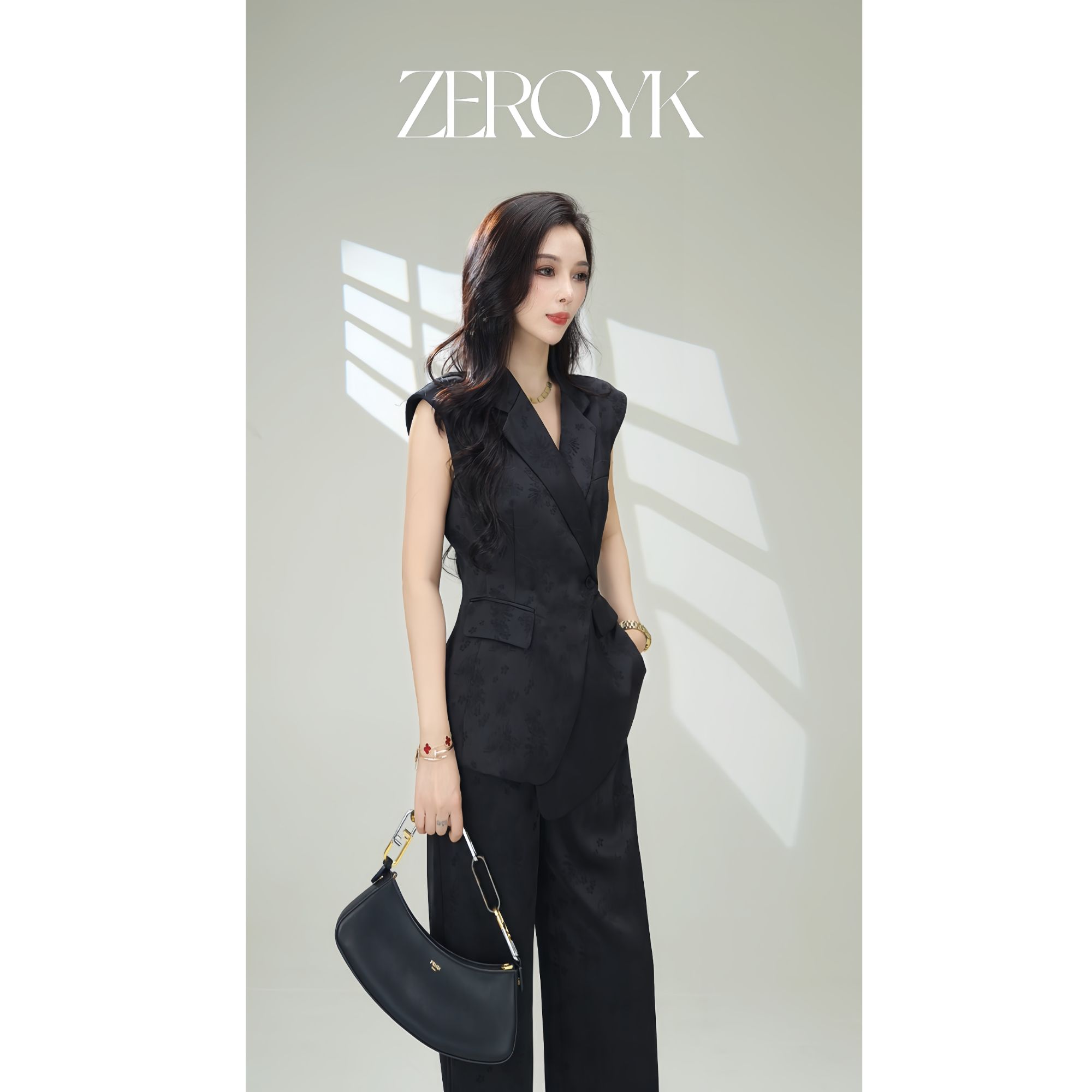 ZEROYK深圳南油气质显瘦高腰时尚夏季设计师无袖套装