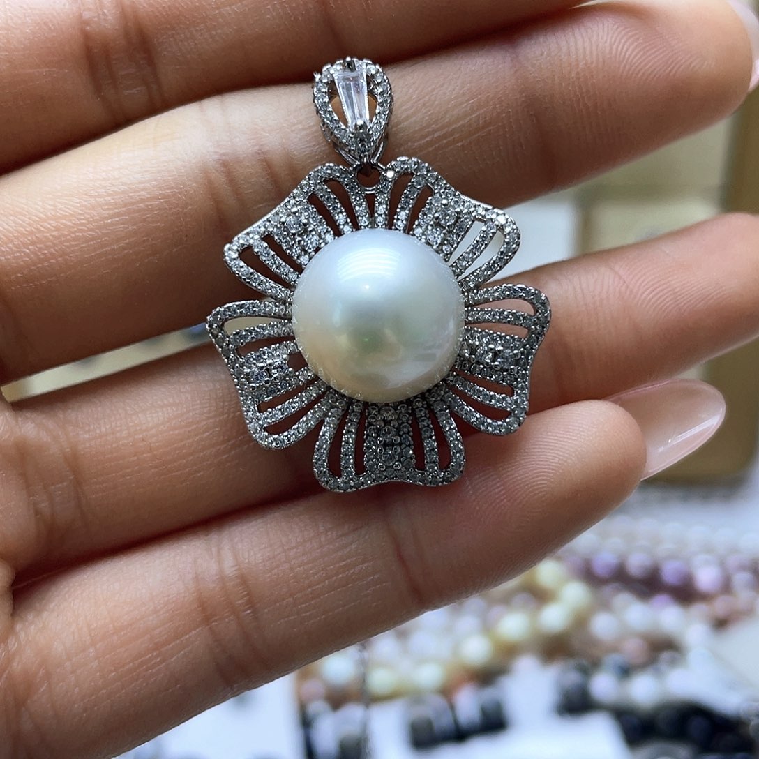 海水珍珠颈饰银S925镶嵌