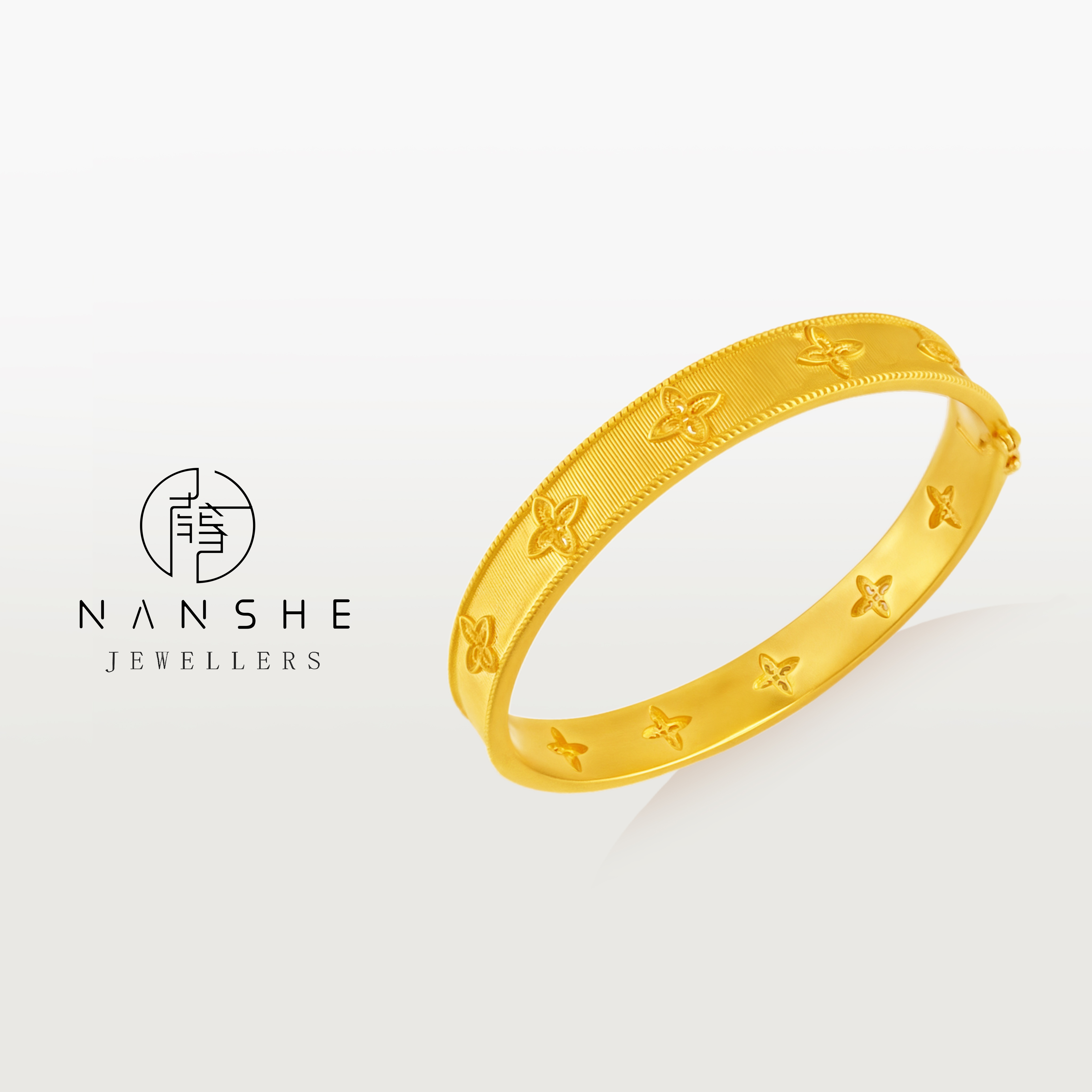 NANSHE/南奢 金丝织锦四叶草开口手镯L1741