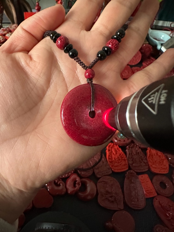 含辰砂工艺品高品质红晶砂【平安扣】吊坠