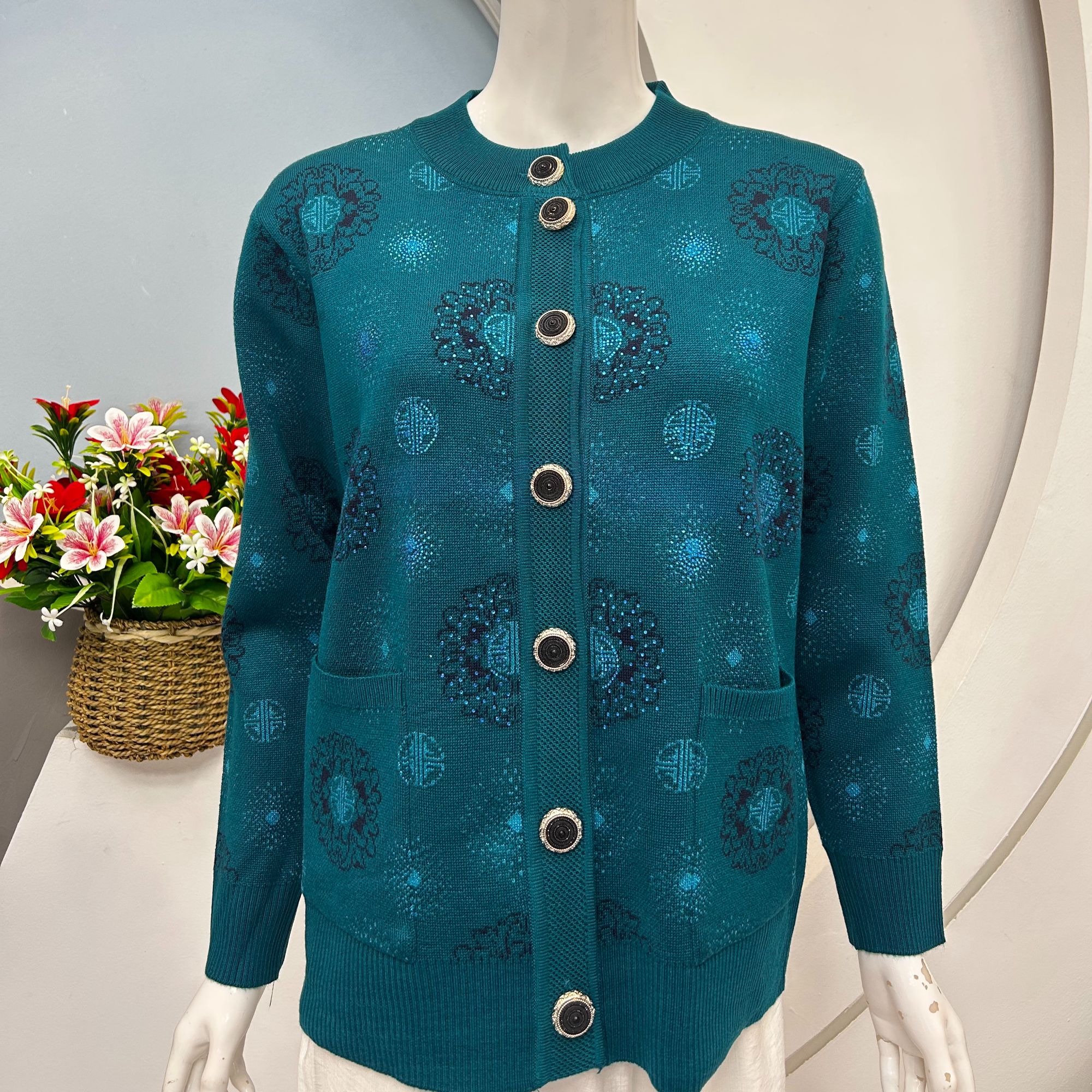 中老年人秋冬装针织衫开衫妈妈加绒加厚毛衣外套60-70岁80女奶奶