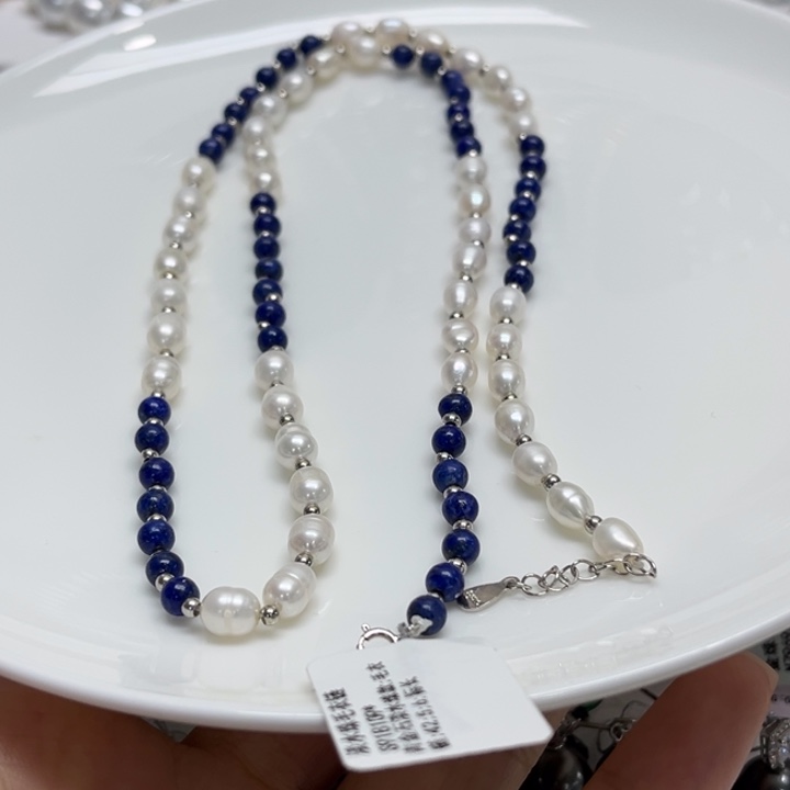 毛衣链银S925镶嵌淡水珍珠81号