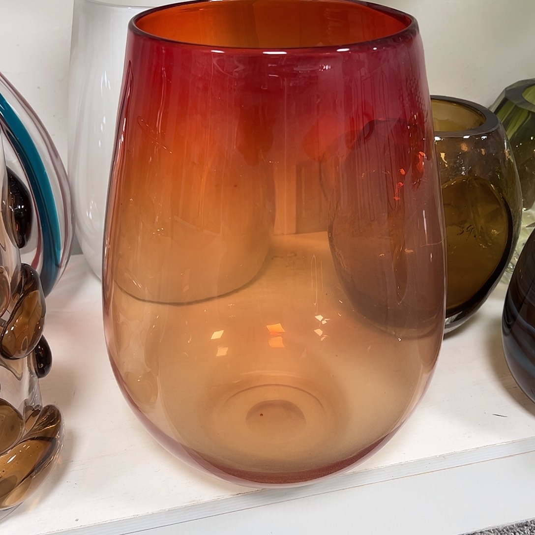 琉璃高30红橙琉璃花器