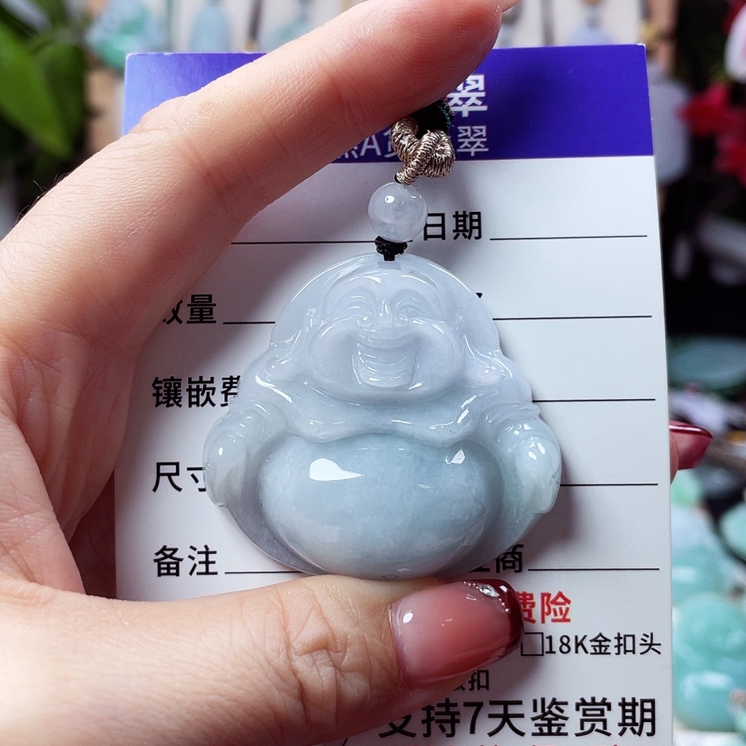 翡翠未镶嵌颈饰佛公06
