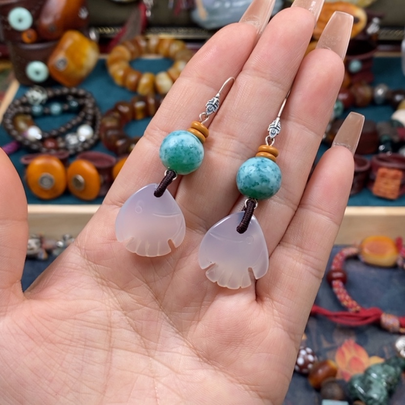 【闪购商品】玛瑙/玉髓耳环未镶嵌