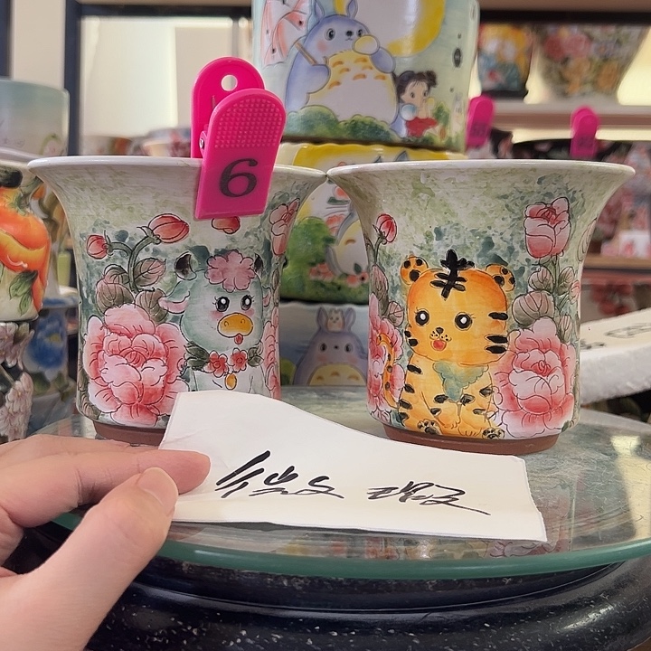 景德镇幸运花盆手绘韩式花盆