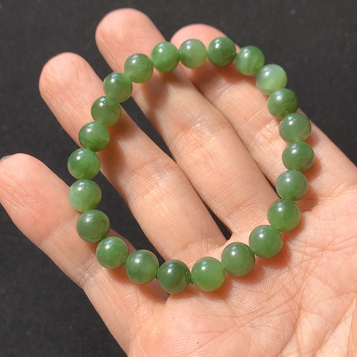 和田玉（碧玉）手串未镶嵌8毫米碧玉手串