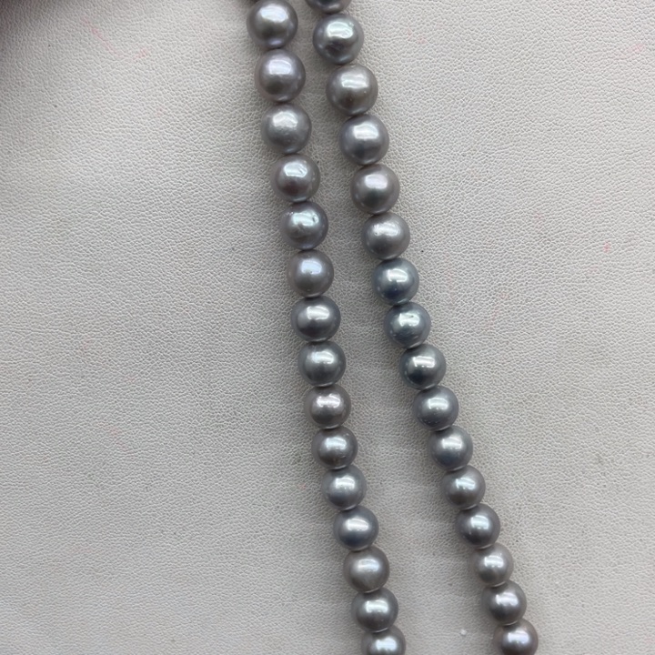 银S925镶嵌淡水珍珠颈饰灰