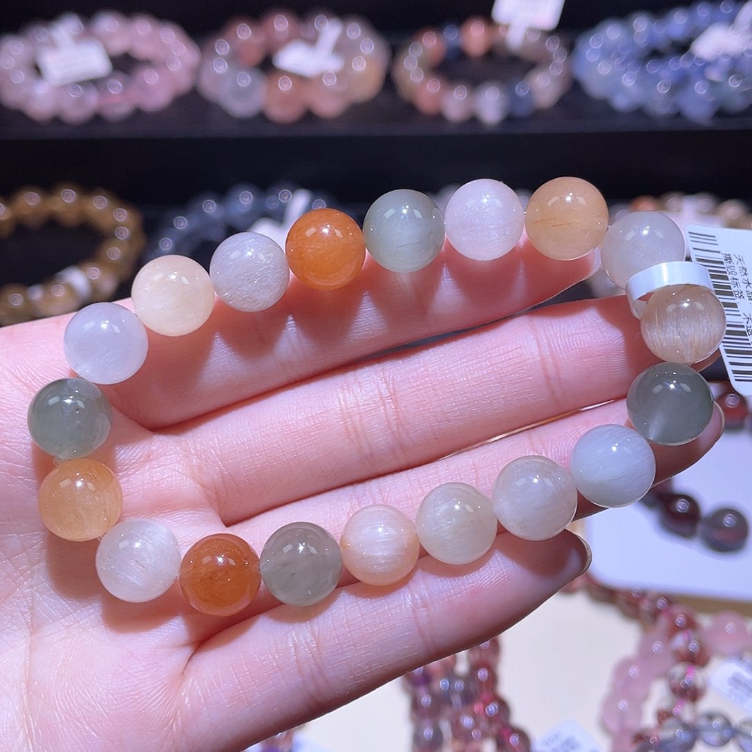 水晶手链未镶嵌兔毛手链，晶体通透10+