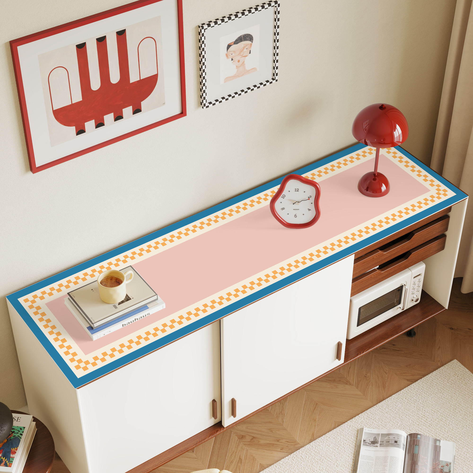 多巴胺餐边柜保护垫鞋柜电视柜台面桌垫防水防尘免洗皮革桌垫桌布