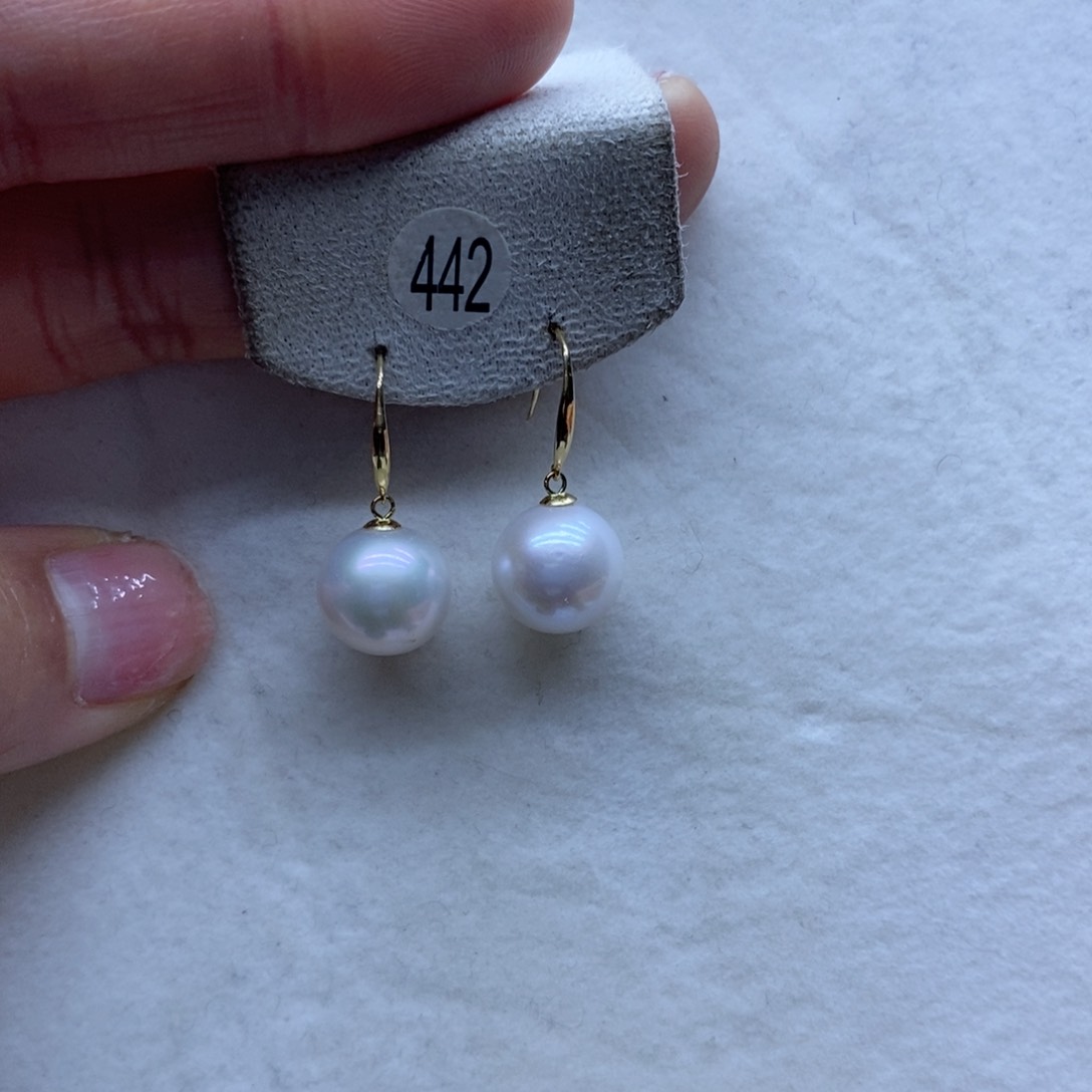 淡水珍珠耳饰18K金镶嵌442