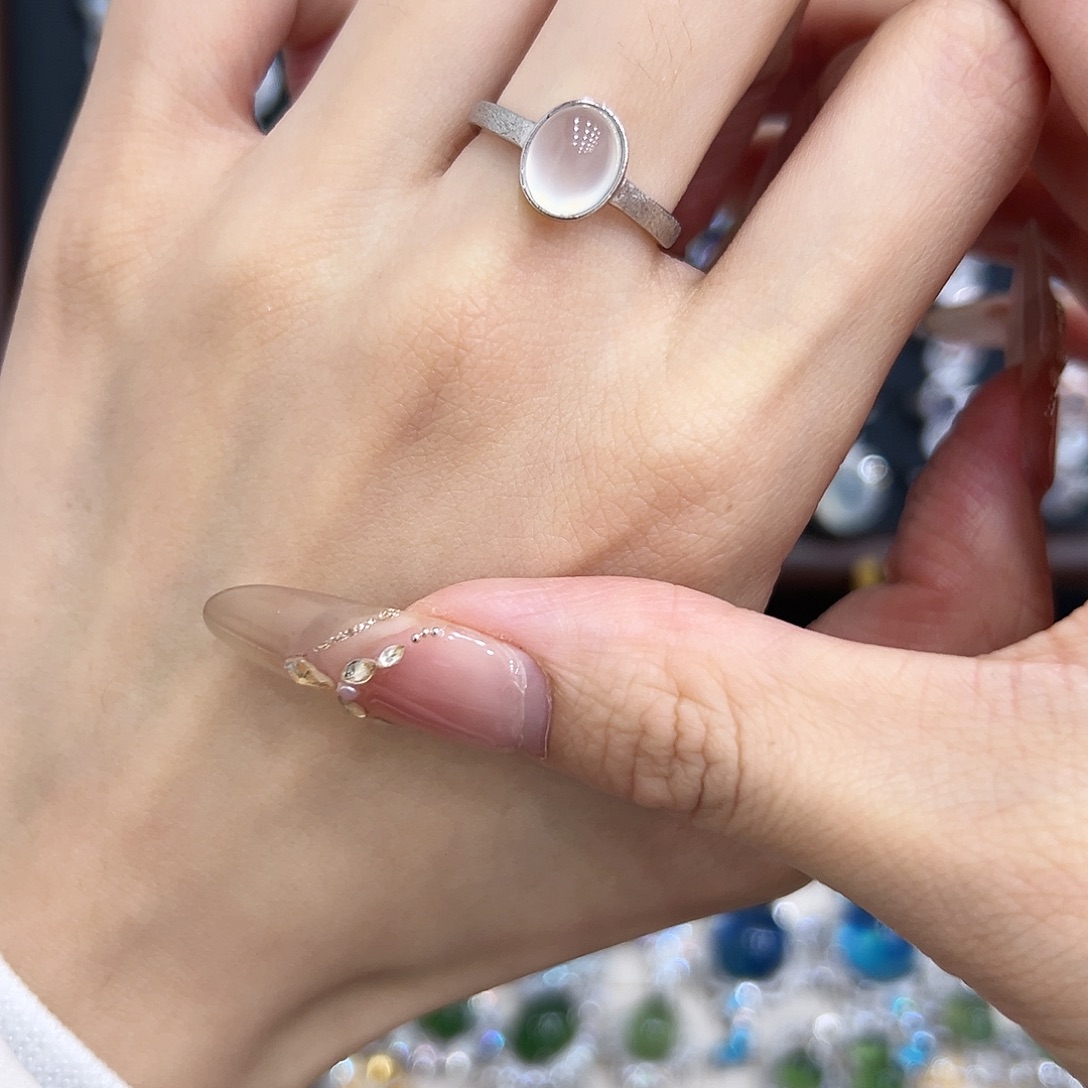 岫玉银S925镶嵌戒指