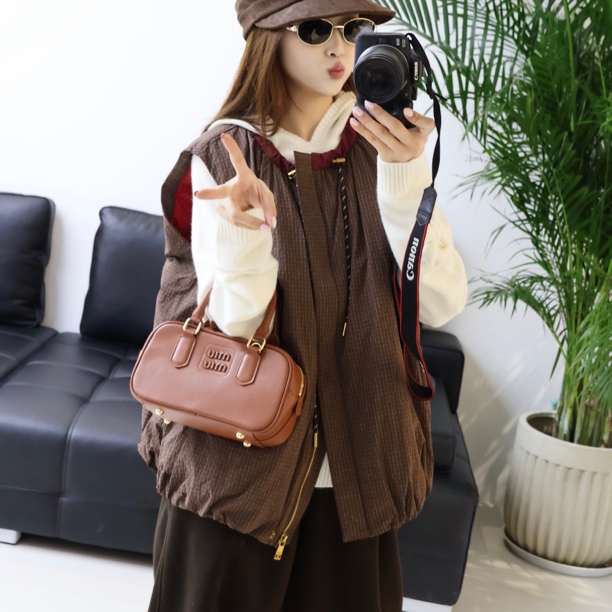 JR上衣｜复古百搭格纹设计感撞色马甲080123