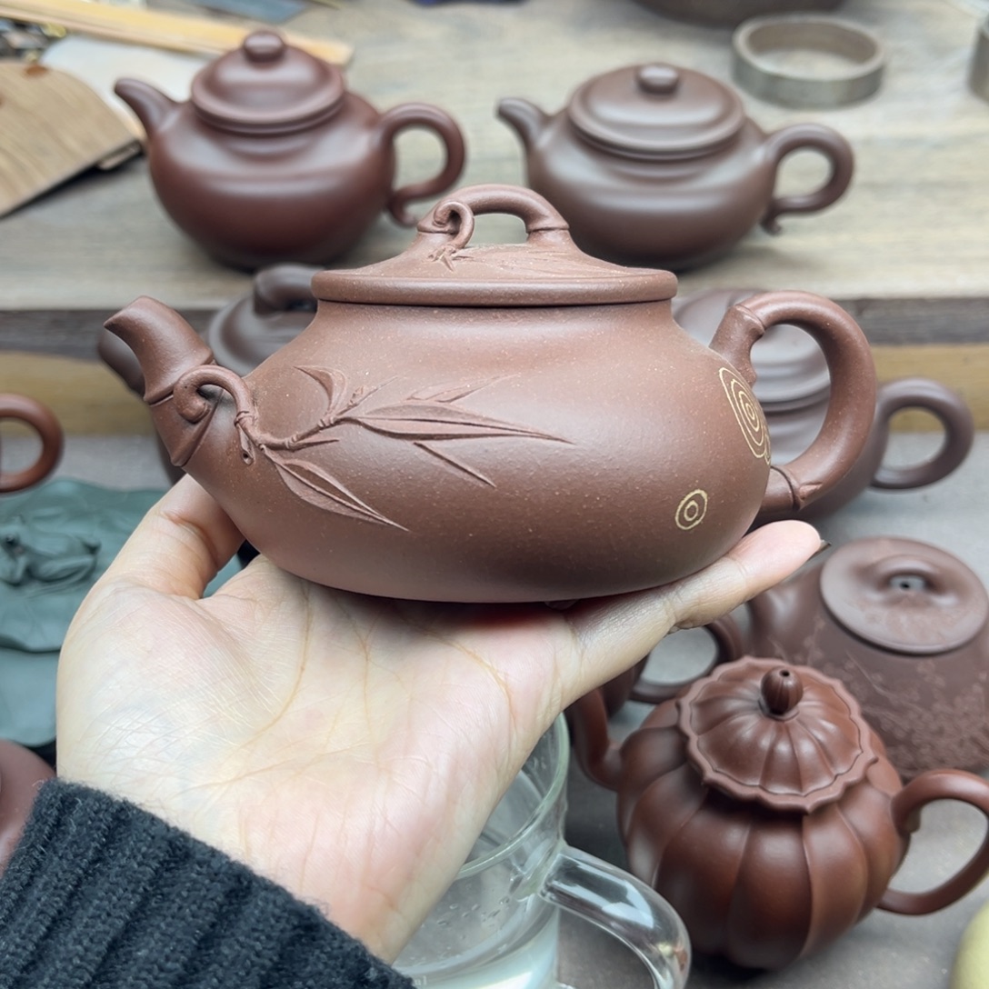 乐***p茶壶紫砂半手工竹影250cc