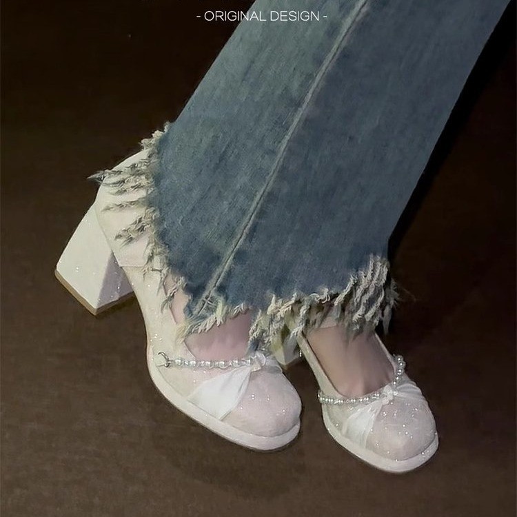 玛丽珍女鞋单鞋透气防臭吸汗高端大气新款潮流板粗跟高跟