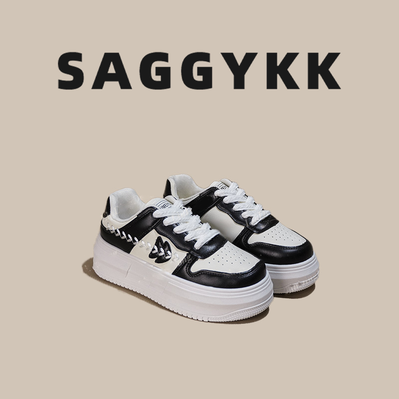 SAGGYKK/闪瑶厚底增高休闲板鞋女2024冬新款学生时尚百搭运动鞋女