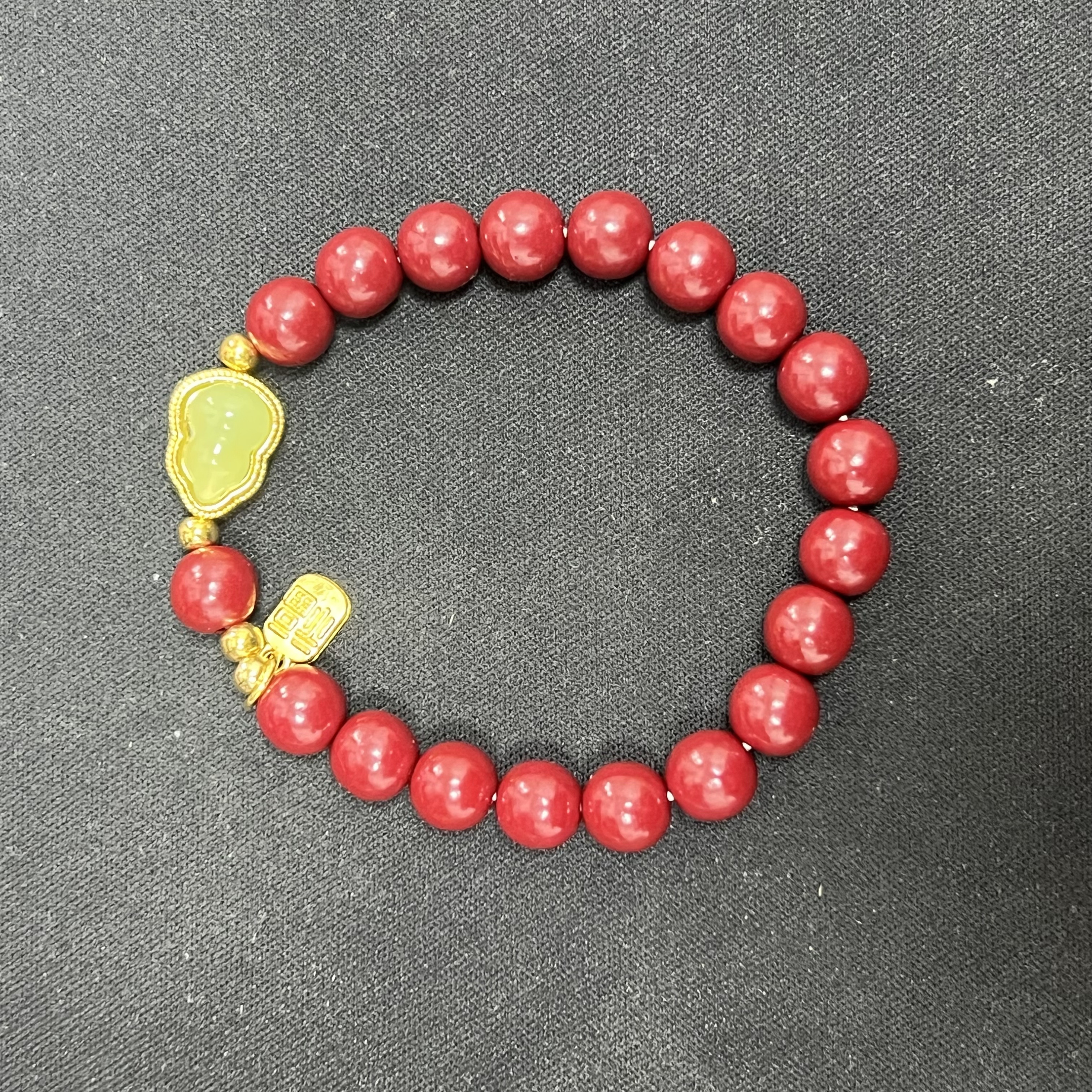 天然辰砂YW069朱砂精品单圈手串