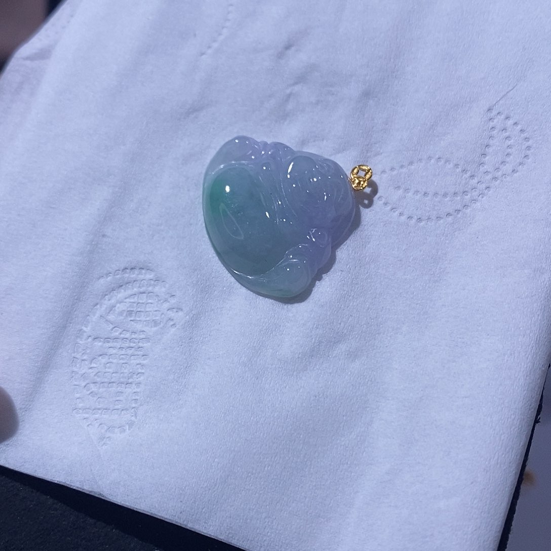 翡翠吊坠(不含链)18K金镶嵌