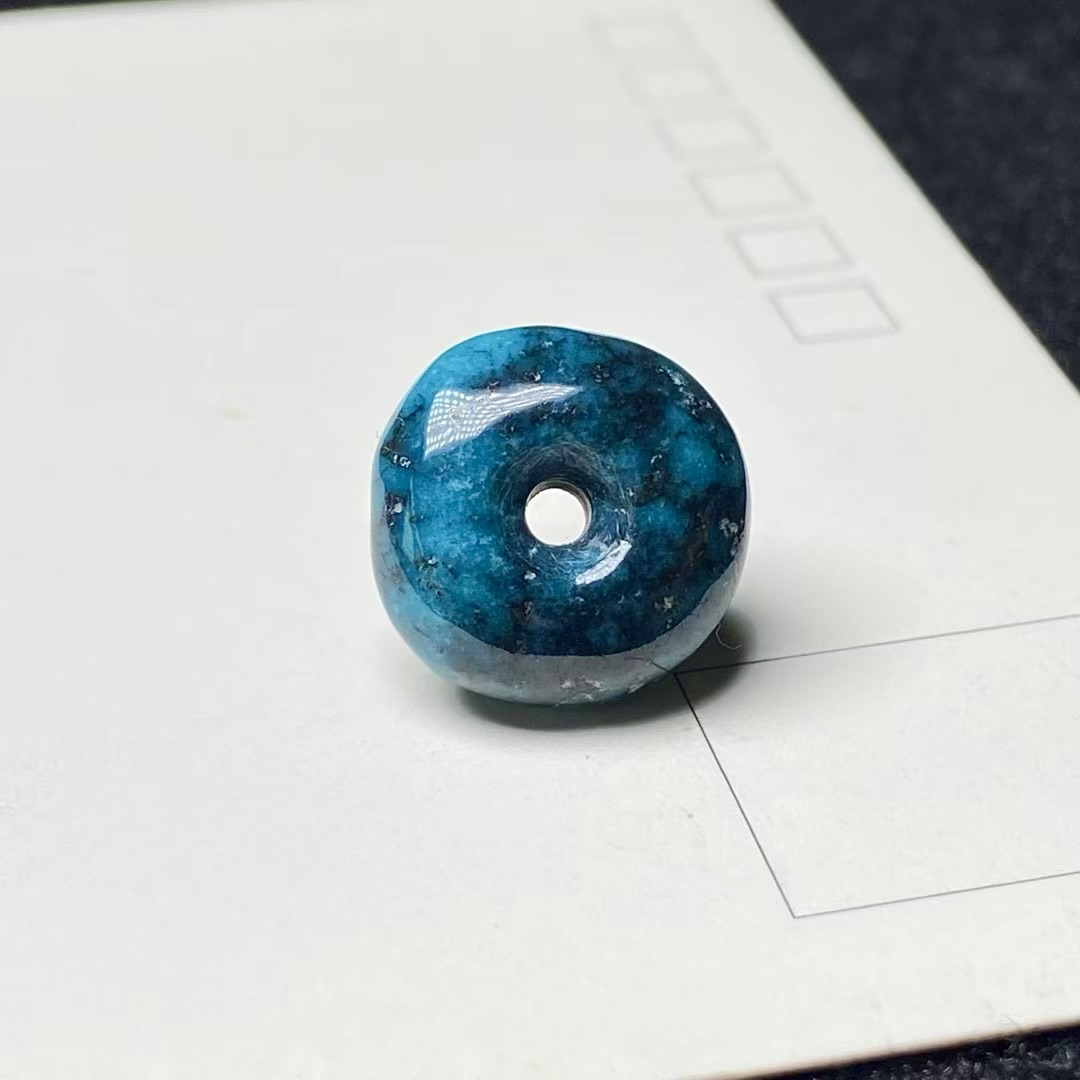 原矿高瓷无优化绿松石藏扣 直径14mm平安扣隔珠吊坠子复古沧桑感