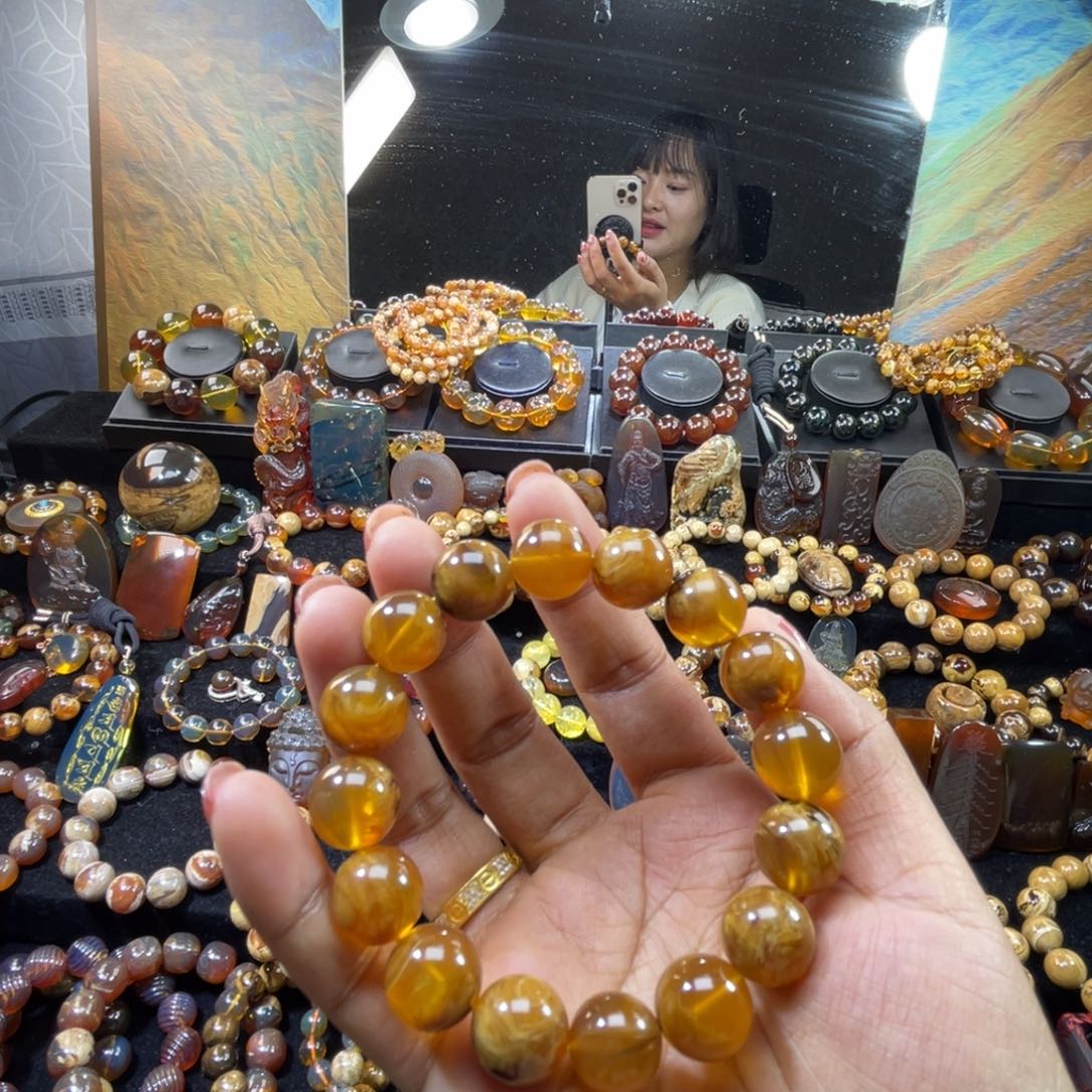 琥珀手链未镶嵌菊蜡13➕