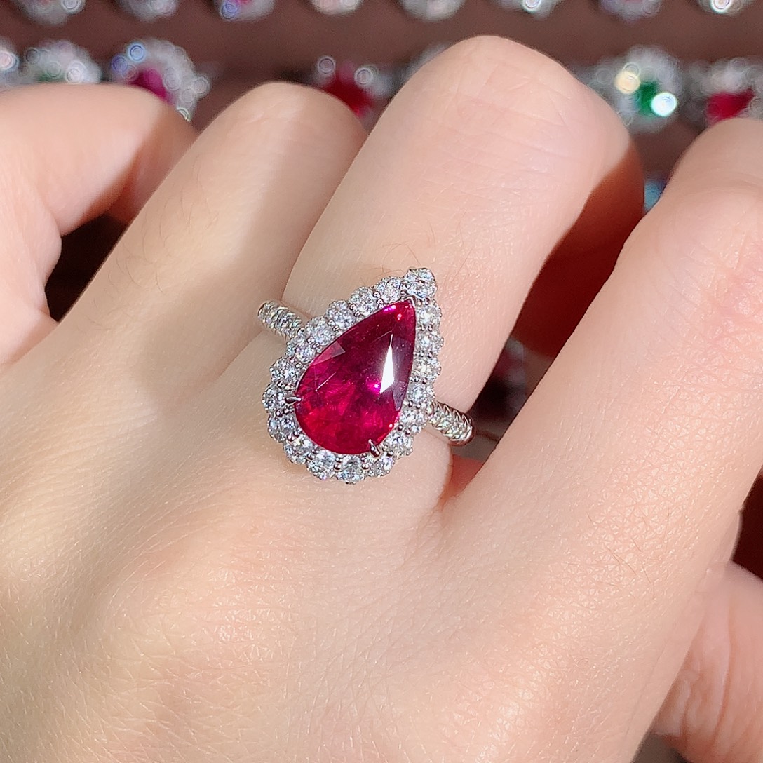 碧玺戒指18K金镶嵌3.73ct/天然宝石/七天无理由