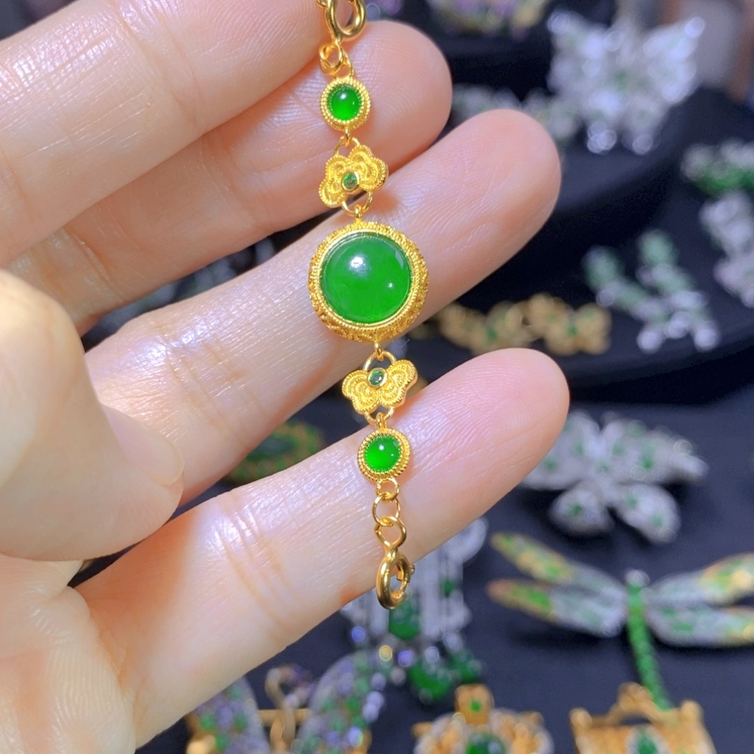 翡翠银S925镶嵌颈饰天然翡翠