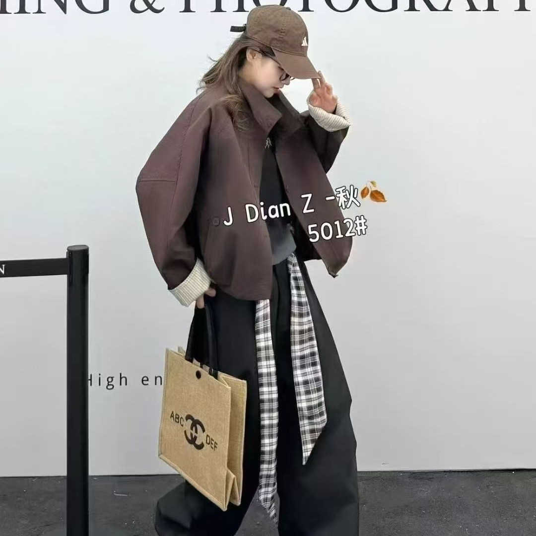 WZ家 秋季欧美风女立领风衣外套