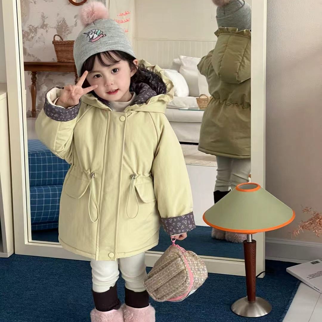 【Bao Bao现货】冬款加厚兔兔毛女宝宝连帽棉衣派克服25227