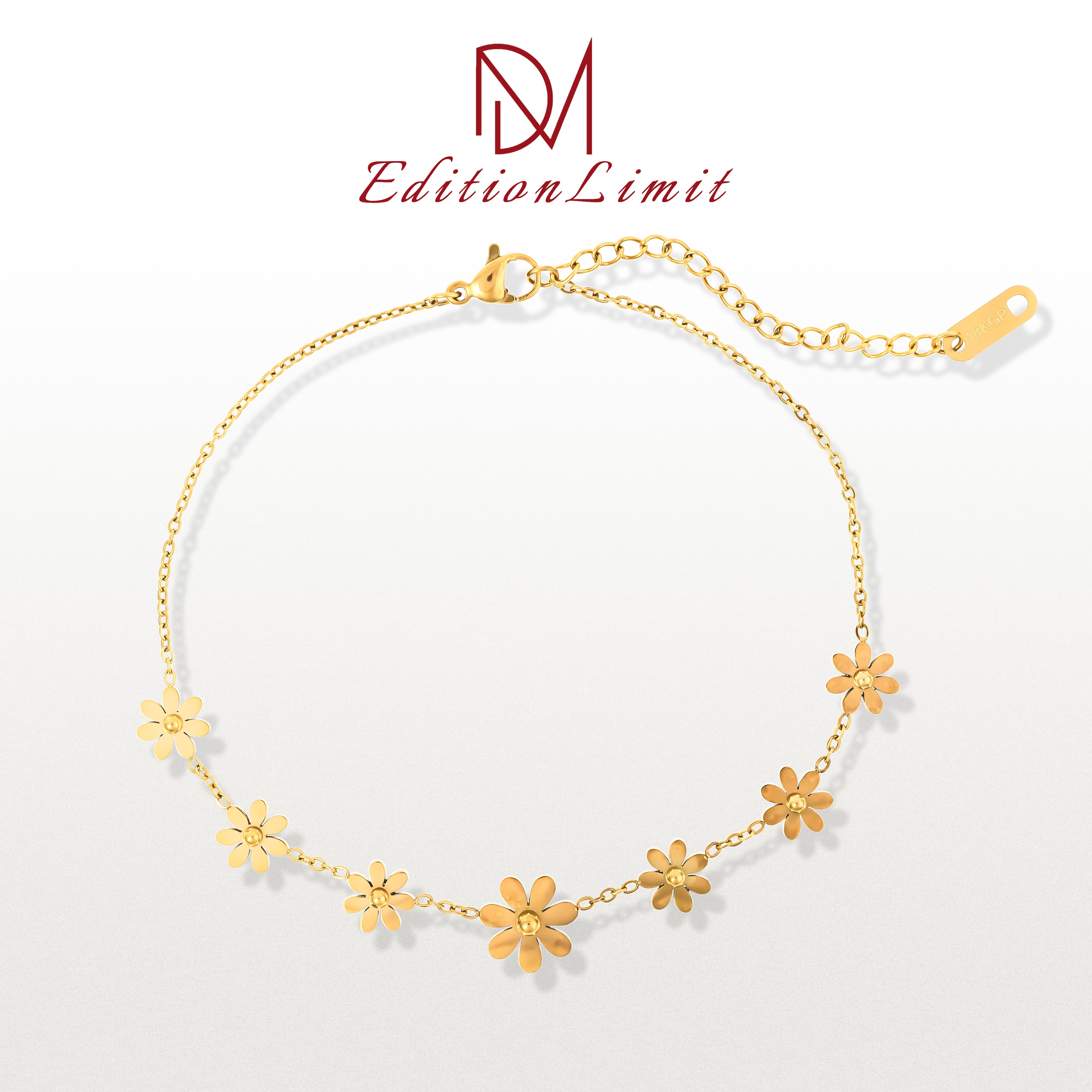 铜合金脚链 DM 镀K金小雏菊脚链 轻奢小众设计 XJ0098